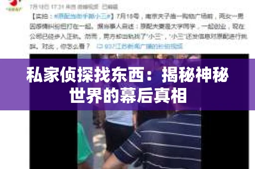 私家侦探找东西：揭秘神秘世界的幕后真相