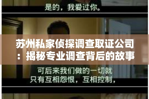 苏州私家侦探调查取证公司：揭秘专业调查背后的故事