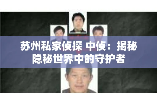 苏州私家侦探 中侦：揭秘隐秘世界中的守护者