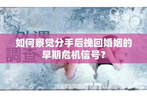 如何察觉分手后挽回婚姻的早期危机信号？